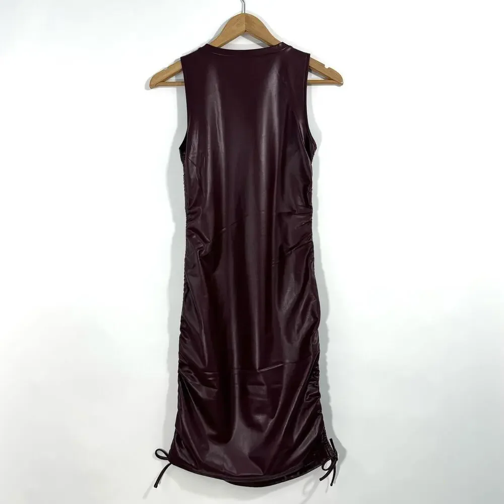 Steve Madden Women’s Size Medium Cordovan Rochester Faux Leather Mini Dress NWT - Picture 6 of 8